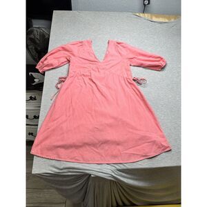 Fashion Nova Women's Pink‎ Linen Blend Mini Tie Dress Size S